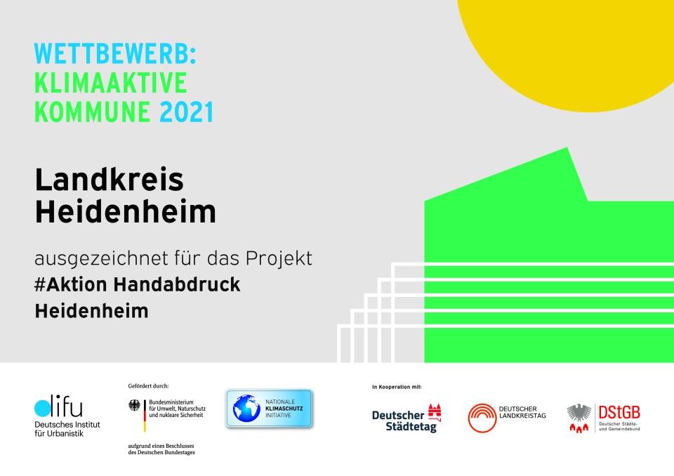 Siegel des Deutschen Instituts für Urbanistik als klimaaktive Kommune 2021